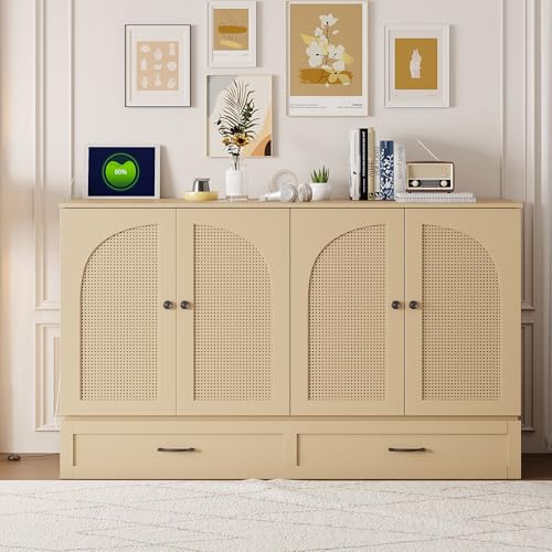 Harper & Bright Designs Queen Size Murphy Bed Cabinet Wall Bed Chest with USB, Charging Station and Large Storage Drawer for Home Office (White)