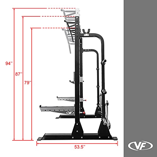 Valor Fitness Half Rack Squat Machine - 5 Position Multi-Grip Pull Up Station - Adjustable Height, Plate Storage