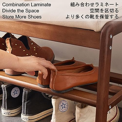 Shoe Rack for Closet Entryway Bench Shoe Storage Bench Ottoman with Storage and Seating for Living Room Bench for Bedroom End of Bed Wooden Shoe Rack