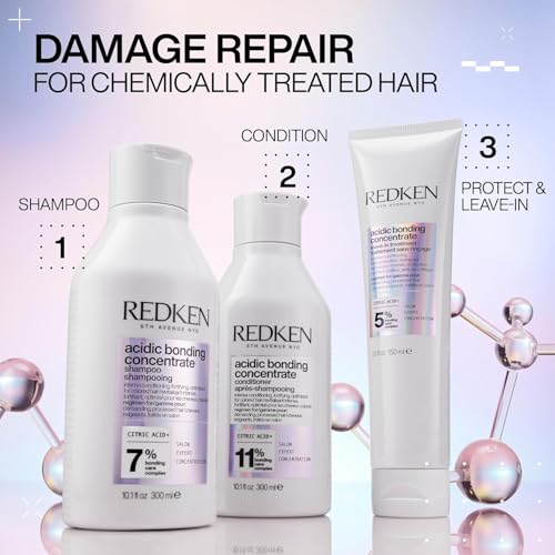 REDKEN Bonding Shampoo & Conditioner Set for Damaged Hair Repair | Acidic Bonding Concentrate | Sulfate-Free | Repairs Bleached or Color-Treated Hair