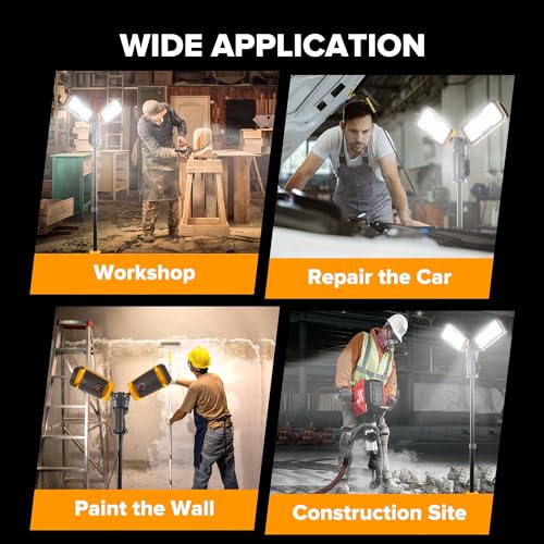 LUTEC 【Upgraded】 6290Max 11000 Lumen 92W Dimmable LED Work Light with Telescoping Tripod