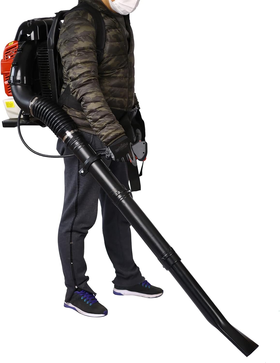 Backpack Leaf Blower, 76cc 4-Cycle Gas Leaf Blower, 530CFM 248MPH Cordless Handheld Leaf Blower with Nozzle Extension for Lawn Care