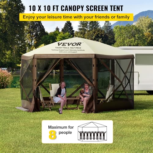 VEVOR Pop Up Gazebo Screen Tent, Pop-Up Instant Gazebo Tents with Mosquito Netting Outdoor Canopy