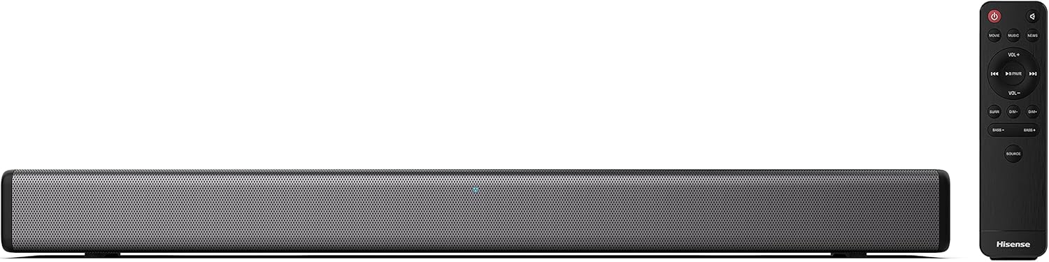 Hisense HS219 2.1ch Sound Bar with Wireless Subwoofer, 320W, Powered by Dolby Audio, One Remote Control, Roku TV Ready, Bluetooth