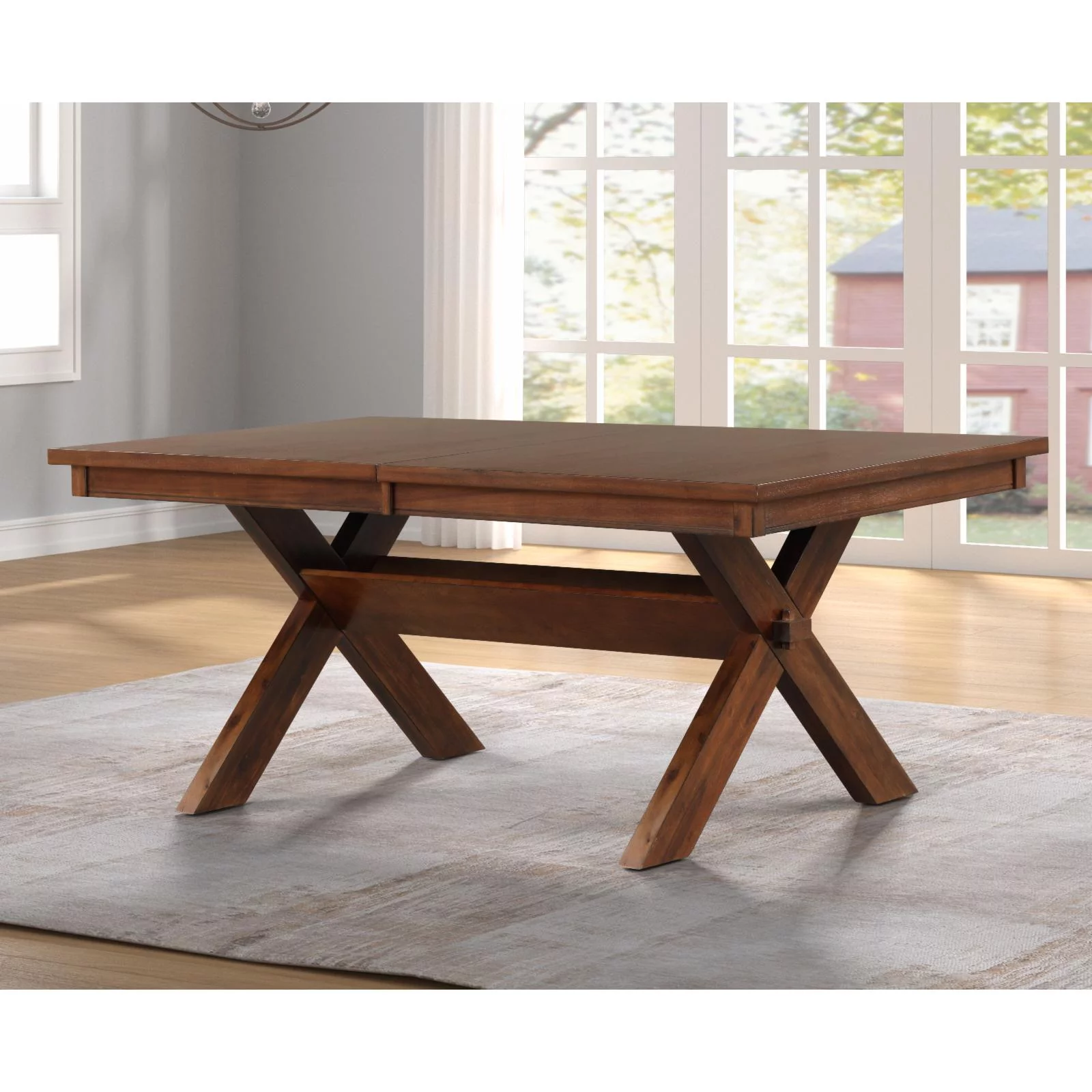 Roundhill Furniture Karven 9-Piece Extendable Dining Set - Glazed Pine Brown - Radiant Selections