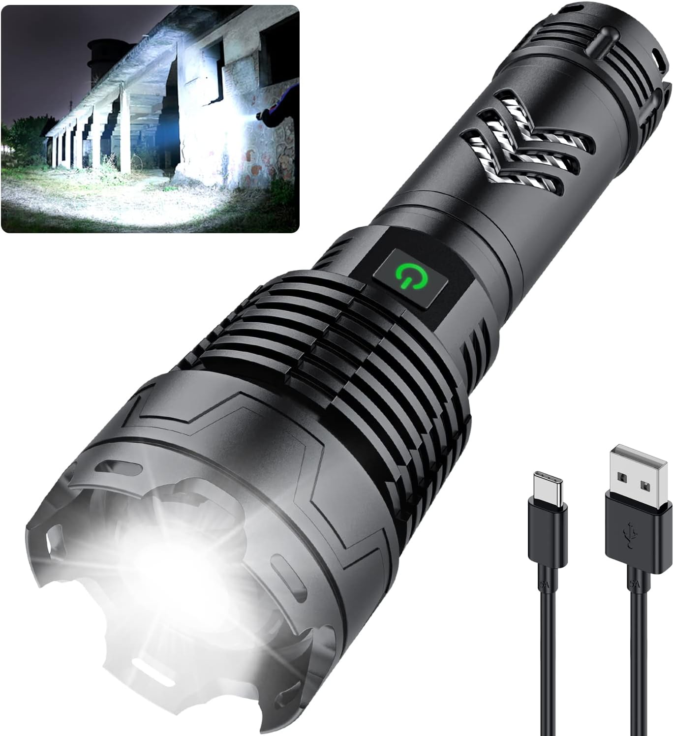 Rechargeable Led Flashlights High Lumens - Brightest 120000 Lumens Tactical Flashlight,High Powered LED Flashlight
