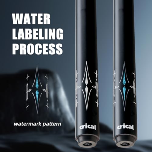 CRICAL Carbon Fiber Pool Cue Stick 58" Billiard Cue Sticks Professional Low Deflection Pool Sticks with 3/8 * 8 Pin Joint and 12.5mm Tip