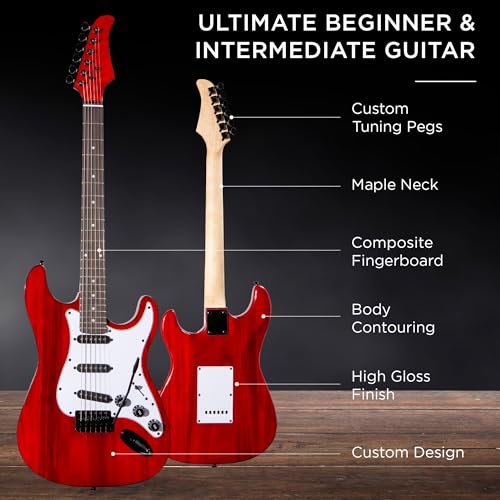Best Choice Products 39in Full Size Beginner Electric Guitar Starter Kit w/Case, Strap, 10W Amp, Strings, Pick, Tremolo Bar - Sunburst