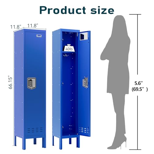 Metal Cabinet Home Office Storage,Lockers,Lockable Employees Metal Locker with Door,54" Height Steel Locker,Lockable Steel Locker for Gym,School,Home
