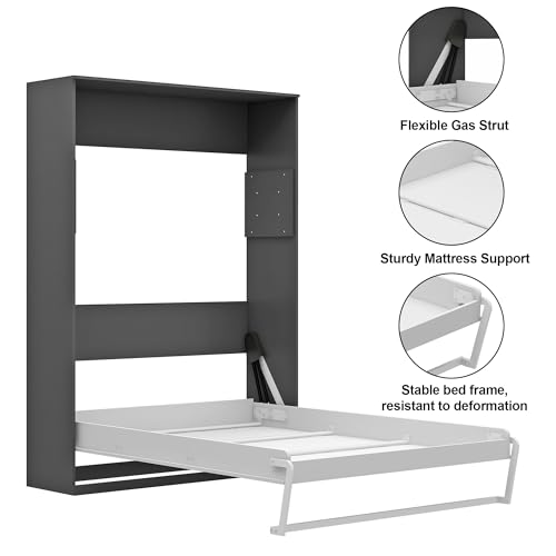 Black Wood Full Size Murphy Bed, Murphy Bed Full Space-Saving Wall Beds