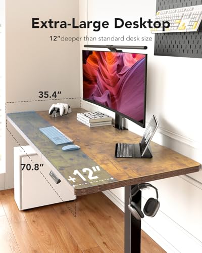 HUANUO Electric Standing Desk, 71 x 35 inch Large Height Adjustable Table, Powerful Brushless Motor, 4 Memory Preset, Sit Stand Up Desk
