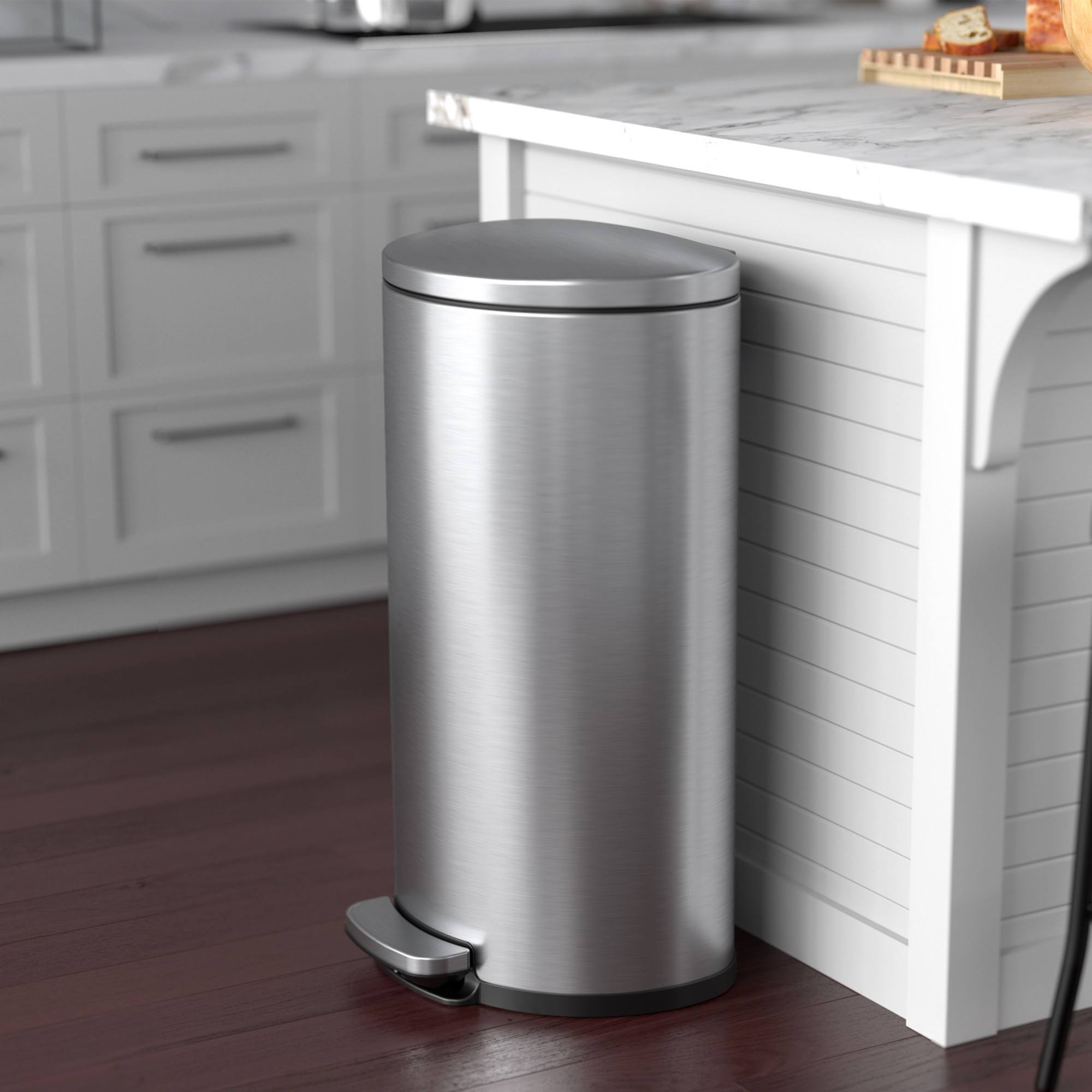 iTouchless SoftStep 8 Gallon Kitchen Step Trash Can with Odor Filter u0026 Removable Inner Bucket, Stainless Steel, 30 LITER Sem