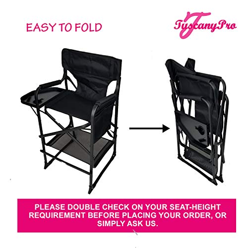 Portable Heavy-Duty Makeup Artist Chair with Umbrella Light Kit - Perfect for Makeup, Salon, Events with 29 Inch Seat Height - Carry Bag Included