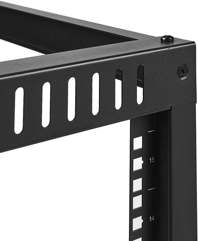 NavePoint 15U Hinged Open Frame Wall-Mount Network Rack, 4-Post 24 Inch Depth, Rear Swing Frame, Easy Rear Access to Equipment and Cable Management