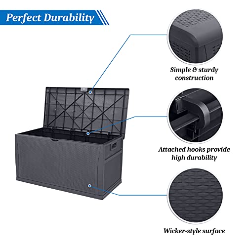 VINGLI 120 Gallon Large Deck Box Outdoor Storage Box with Lid