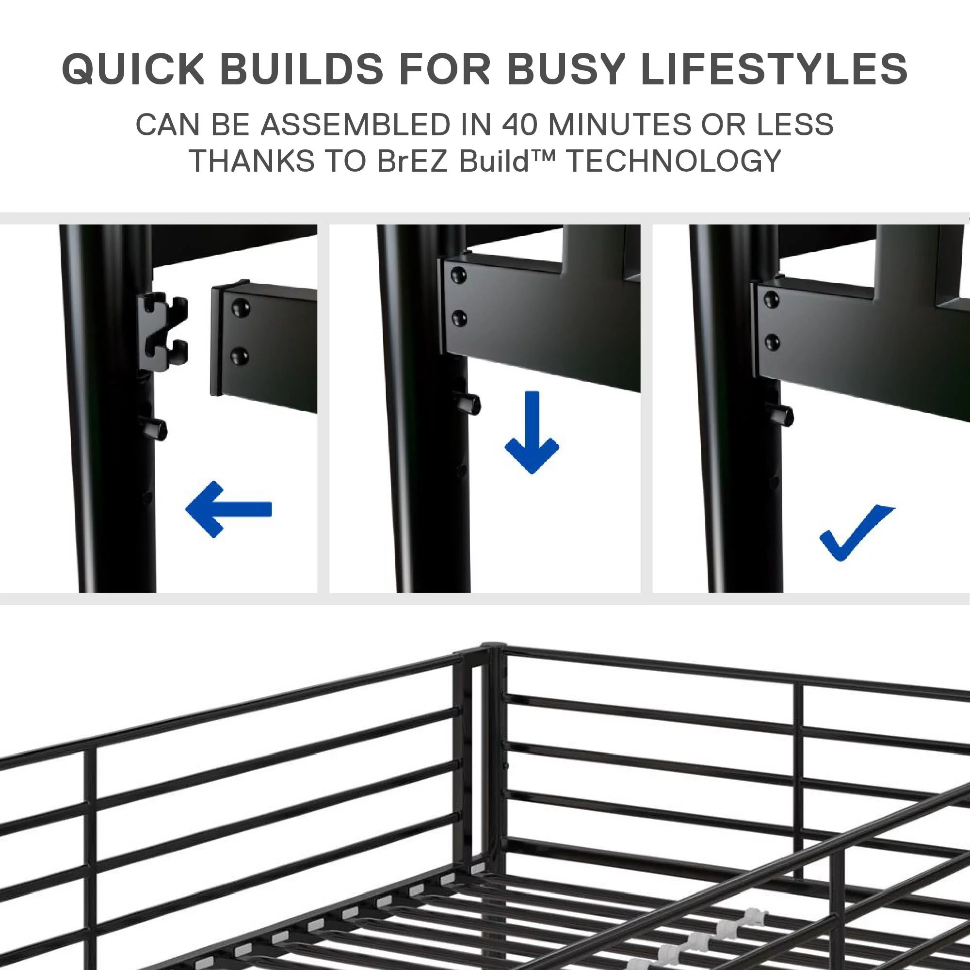 DHP Daven Easy Assembly Twin-over-Full Metal Bunk Bed, Black