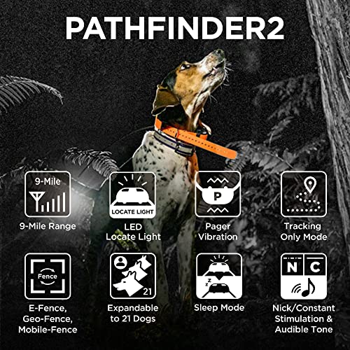 Dogtra Pathfinder 2 Additional Receiver Dog GPS Tracker e Collar Green LED Light No Monthly fees Free App Waterproof Smartwatch Control Satellite