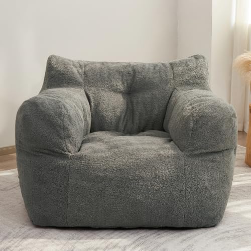 HIGOGOGO Giant Bean Bag Chairs for Adults,Big Comfy Chair Sofa for Bedroom Living Room, Large Lazy Bean Bag Chair with Pocket Armrests for Gaming