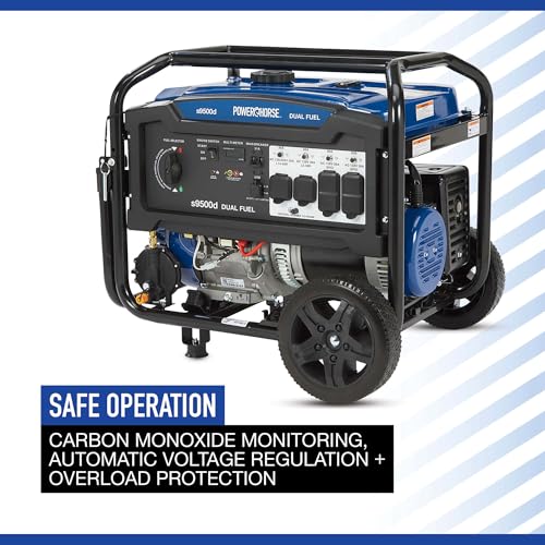 Powerhorse Portable Dual Fuel Generator with Electric Start, 9500 Watts