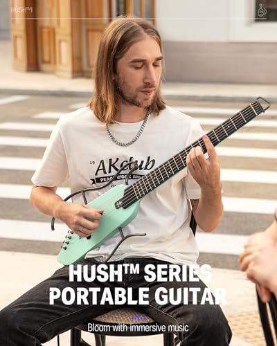 Donner HUSH I Guitar For Travel - Portable Ultra-Light and Quiet Performance Headless Acoustic-Electric Guitar, Mahogany Body with Removable Frames