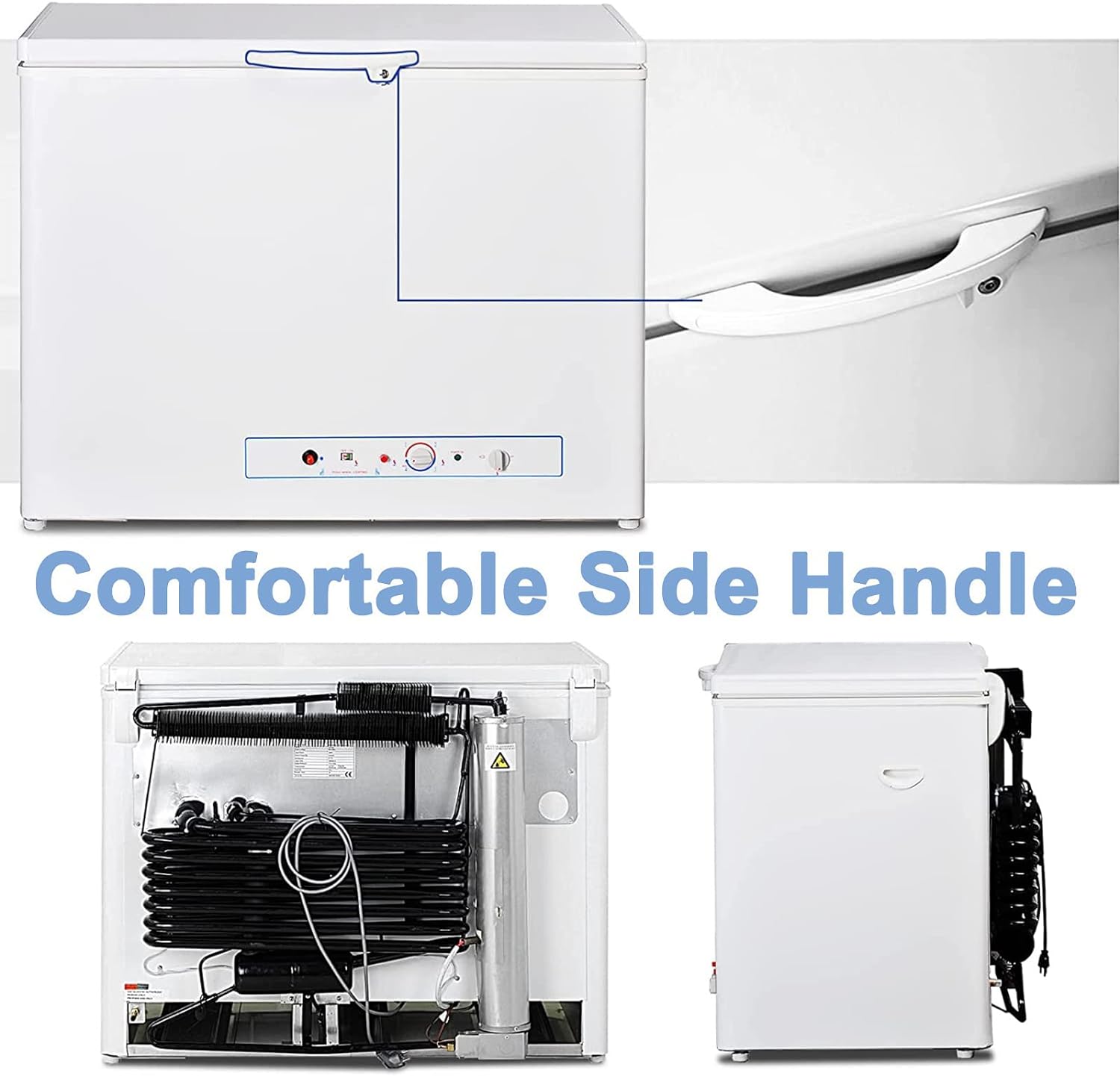 Propane Freezer 7 Cu.Ft, 110V/LPG Deep Chest Freezers with Lock, Top Open Door, 2-Way Off-grid Gas Freezer for Outdoor, Camping, Boondocking, White