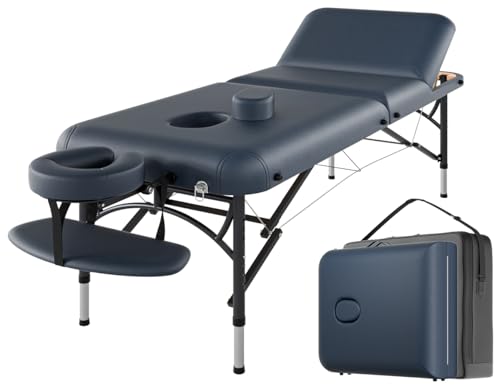 CLORIS 84" Professional Massage Table Portable 2 Folding Lightweight Facial Solon Spa Tattoo Bed Height Adjustable with Carrying Bag & Aluminium Leg