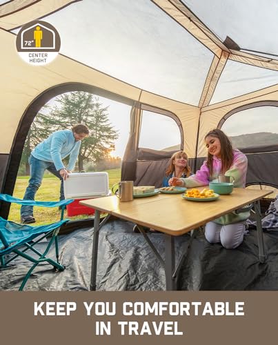 FanttikOutdoor Instant Cabin Tent 6/8/10/12 Person Camping Tent Setup in 60 Seconds with Rainfly & Windproof Portable with Carry Bag for Family