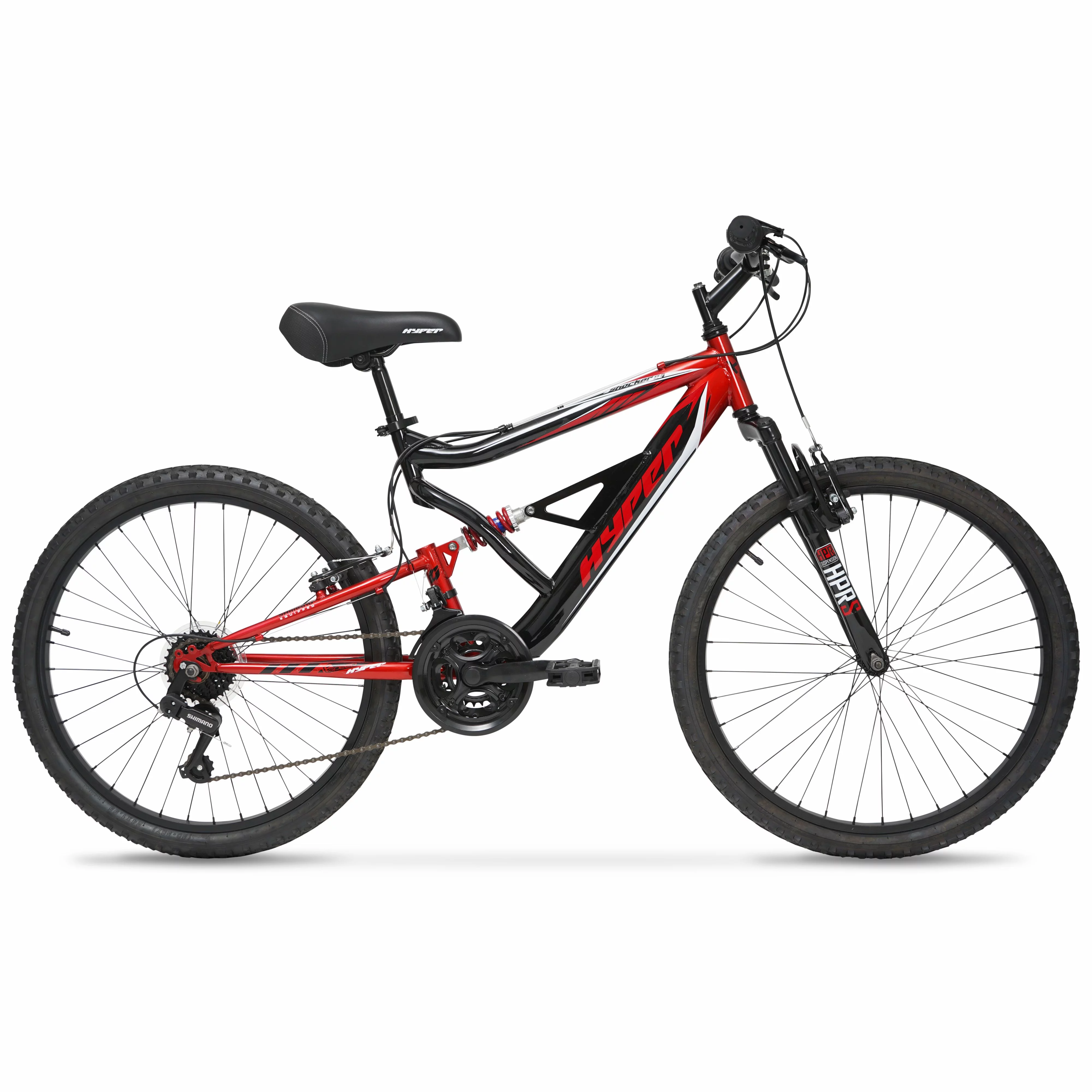 Hyper Bicycle 24 Shocker Mountain Bike for Kids, Red and Black