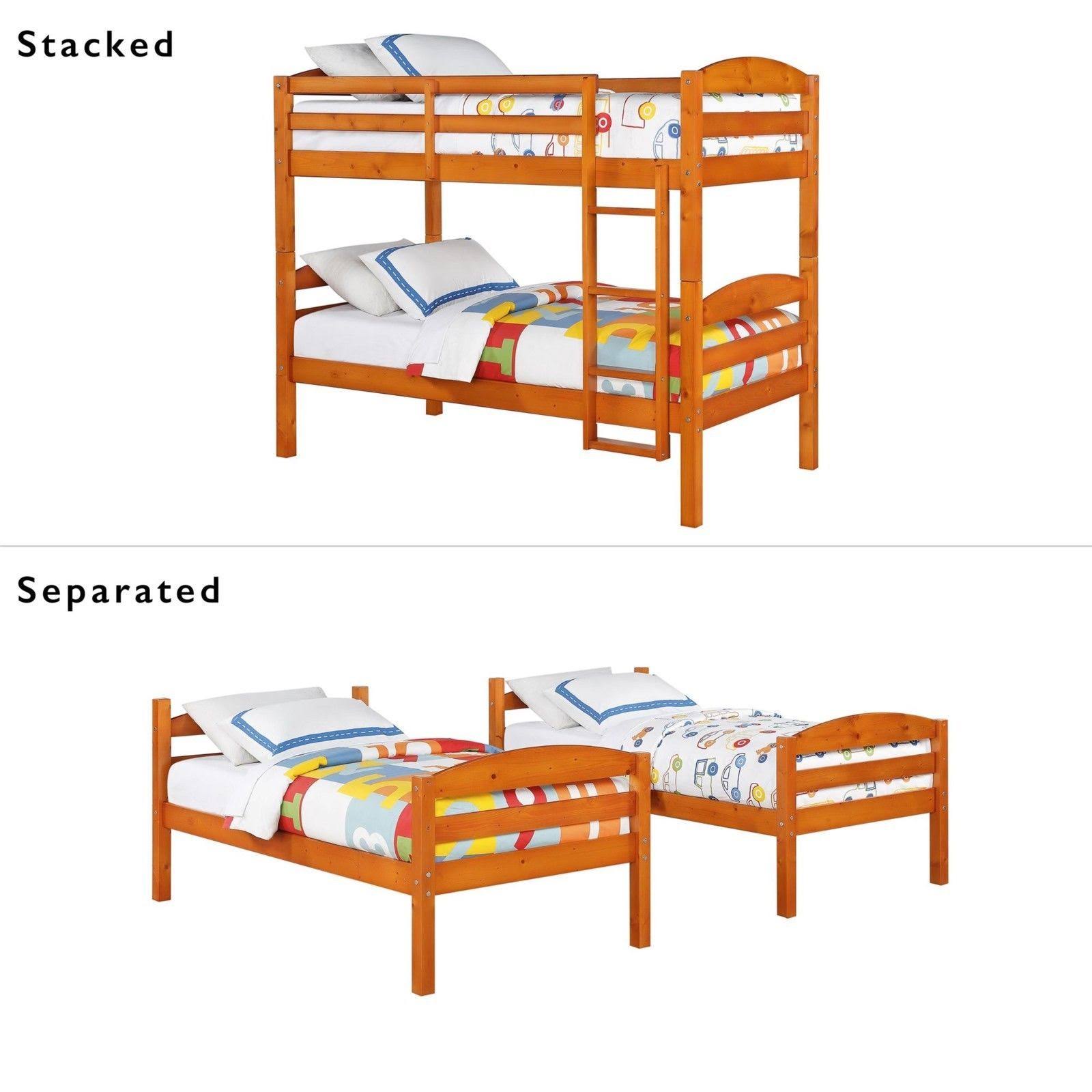 Better Homes u0026 Gardens Leighton Wood Twin-over-Twin Bunk Bed, Pine