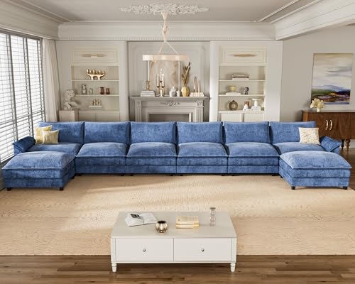 Homall 119" Modular Sectional Sofa, L Shaped Sofa Couch with Reversible Ottoman, DIY Combination Chenille Deep 3-Seat Cloud Couch for Living Room