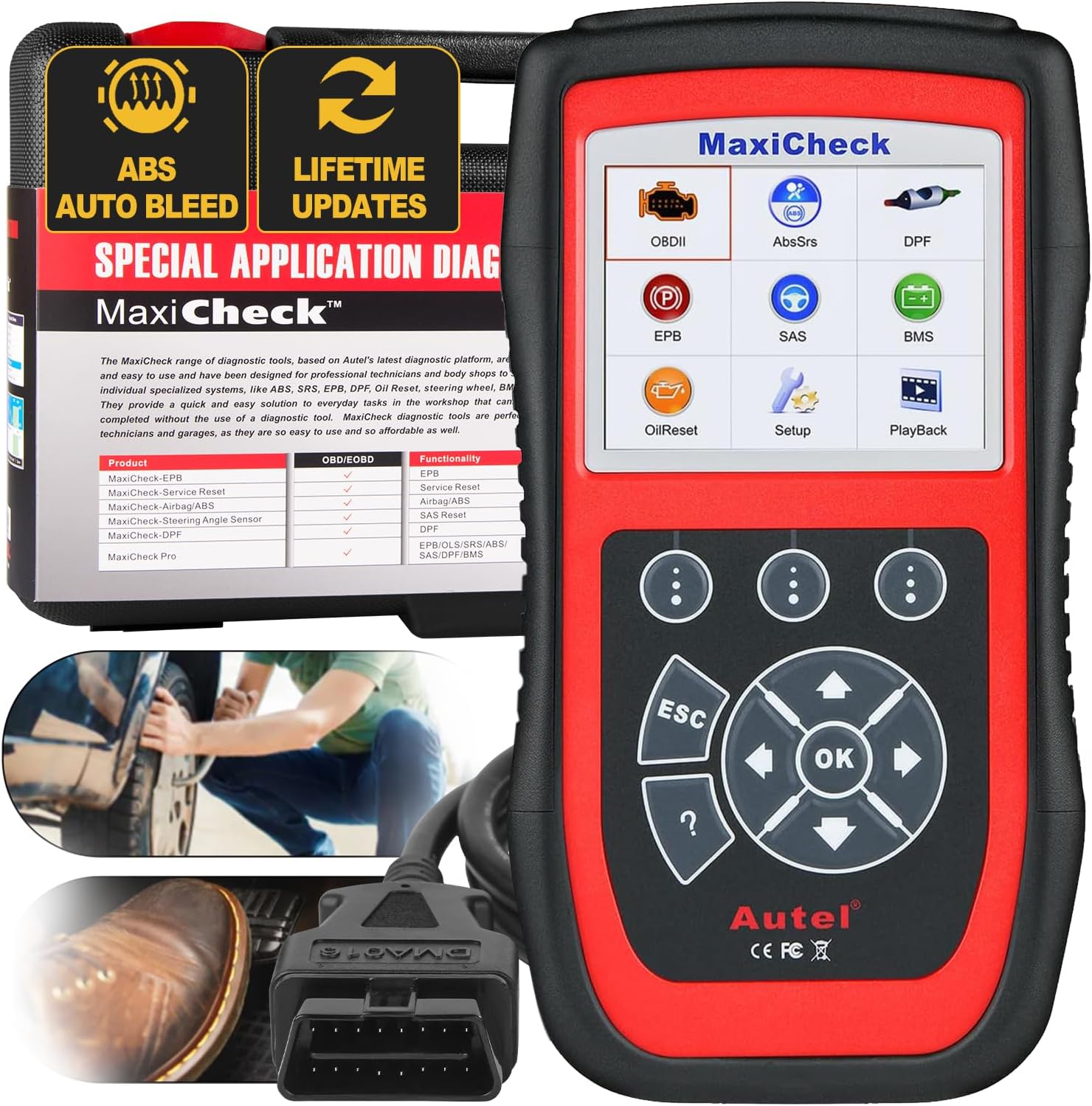Autel MaxiCheck PRO Auto Bleed Scan Tool for ABS Brake Bleeding, OBD2 ABS SRS Diagnostic Scanner, Oil Reset, BMS, EPB, Airbag