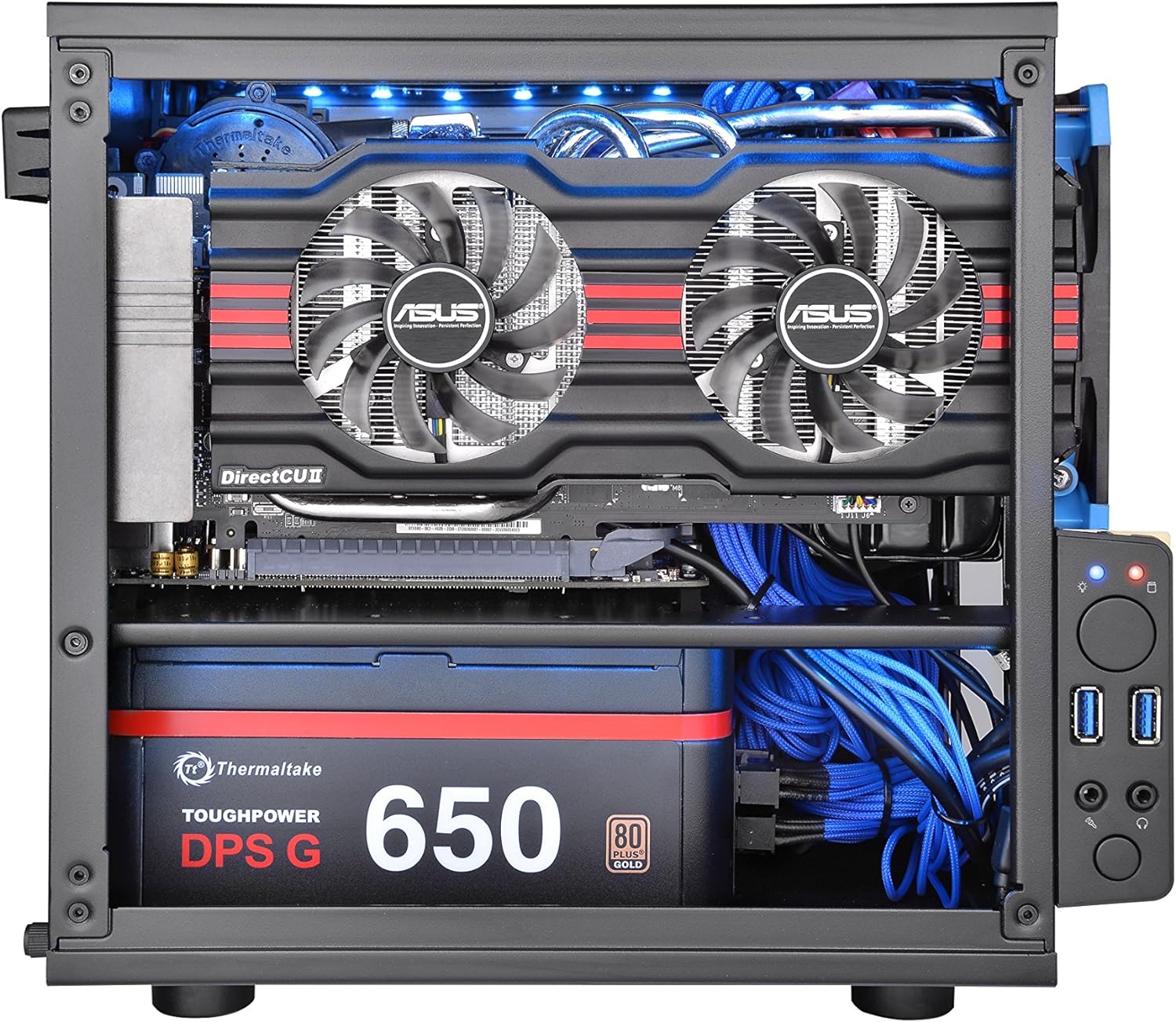 Thermaltake Core V1 SPCC Mini ITX Cube Gaming Computer Case Chassis, Interchangeable Side Panels, Black Edition, CA-1B8-00S1WN-00