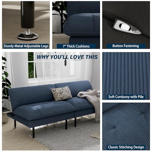 70" Futon Sofa Bed, 4 in 1 Multi-Function Couch Sleeper with Adjustable Backrest, Modern Convertible Futon, Recliner Small Loveseat for Living Room