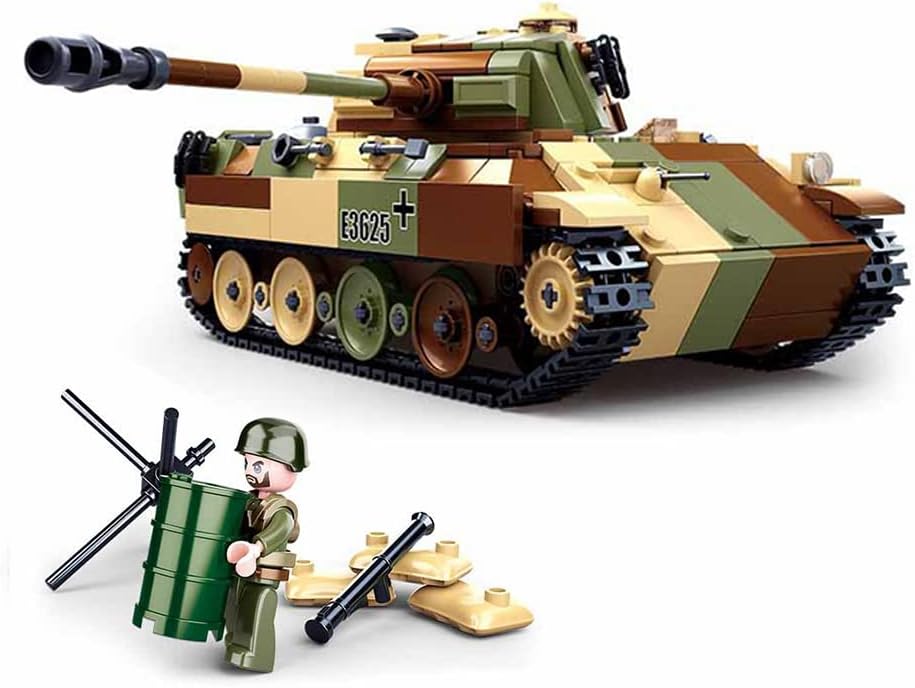 DAHONPA Panzer G Tank Army Building Block(725 PCS),WW2 Military Historical Collection Model with 3 Soldier Figures,Toys Gifts for Kid and Adult.