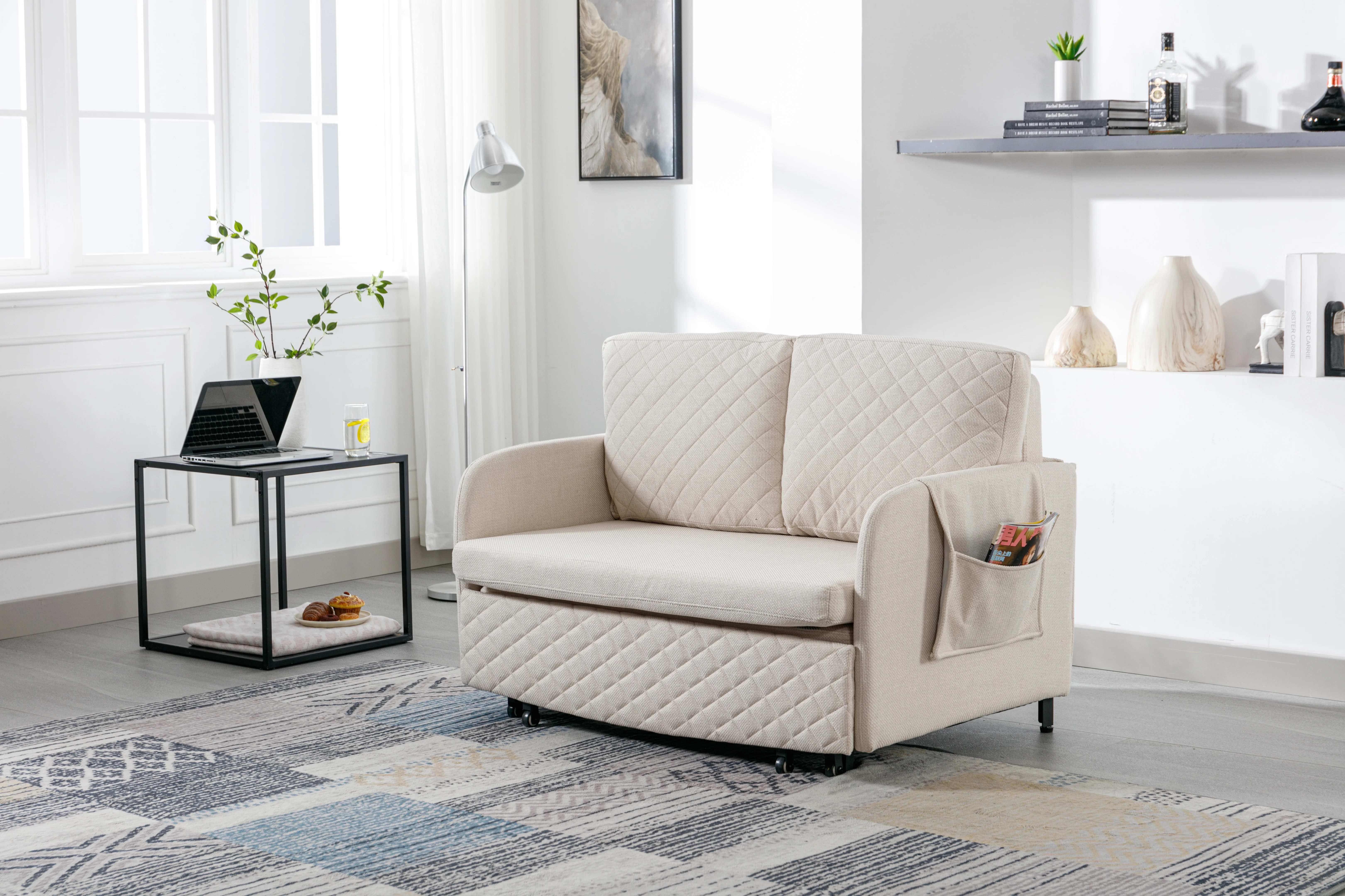 Ucloveria 46" Convertible Sleeper Sofa Bed, Loveseat Couch with Pull Out Bed