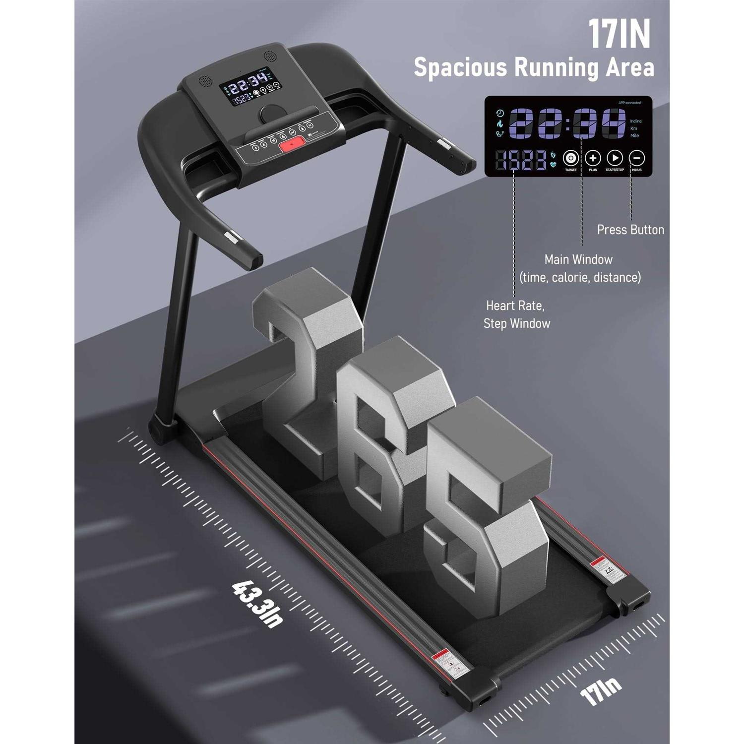 Treadmill with Folding Electric Treadmill Bluetooth Voice Control Exercise Treadmill for Home Office Speed Range of 0.5-7.5 mph