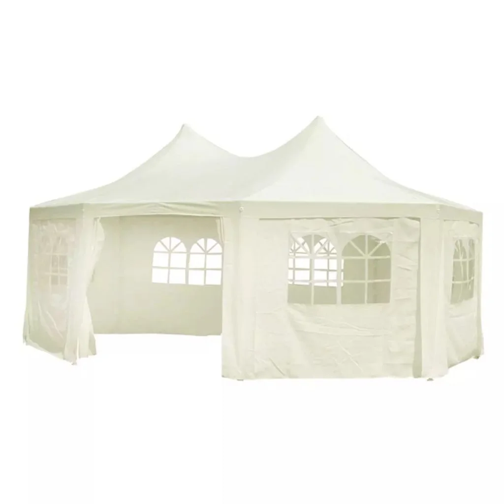 Dcenta Octagonal Party Tent Heavy Duty Wedding Party Tent with 8 Sidewalls Cream White 20' x 15' x 12'
