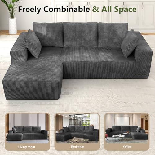 108" Modular Sectional Sofa with L-Shape Chaise, Upholstered Couches for Living Room with Deep Seat, No Assembly Required
