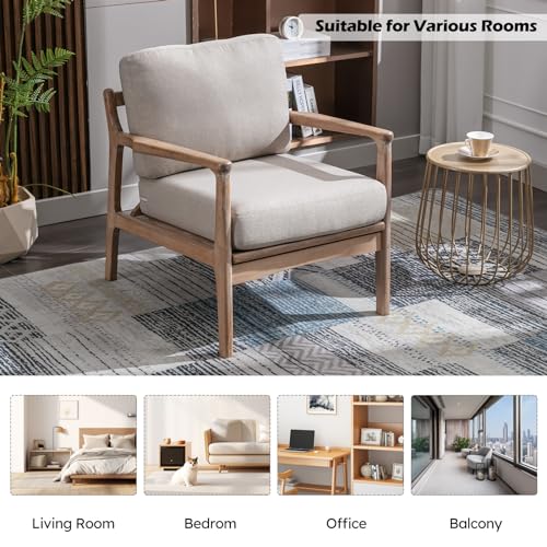 Accent Chair for Adults Set of 2, Upholstered Mid Century Modern Lounge Chair with Solid Wood Frame