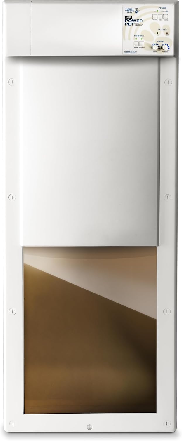 Power Pet Electronic Dog Door - High Tech Pet WiFi Enabled Electronic Pet Doors - Ultrasonic Collar-Smart Phone App