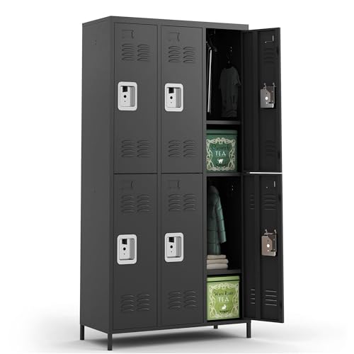3 Doors Lockers for Employees, Steel Storage Lockers Lockable, Metal Locker Storage Cabinet for Home Office School Gym, Require Assembly (Grey)