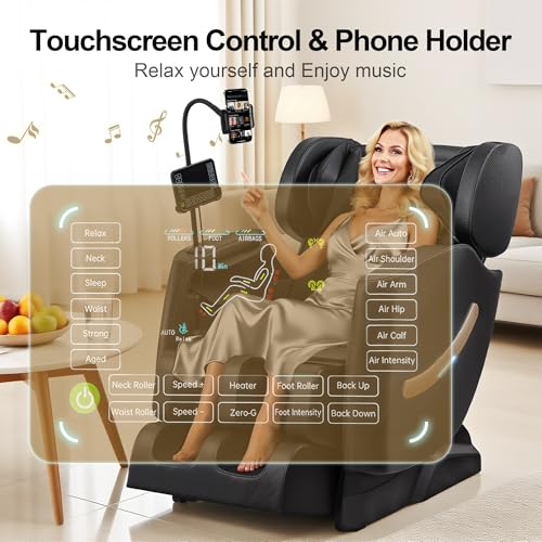 2025 Massage Chair Full Body - Zero Gravity Massage Chair for Back Fatigue with 10 Fixed Rollers, Footrest, Heating, Airbag Massager, Bluetooth