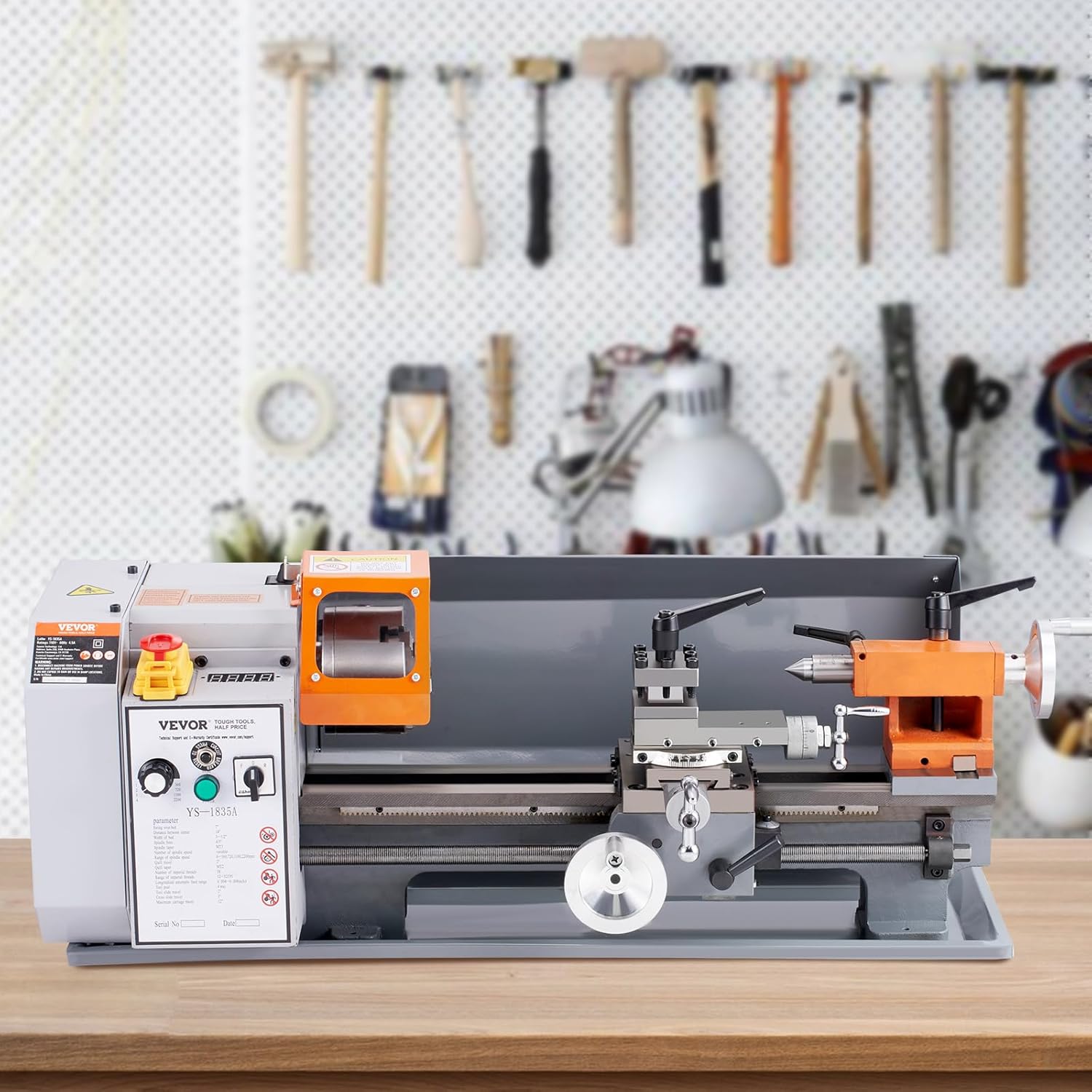 VEVOR Metal Lathe Machine, 7'' x 13.78'', Precision Benchtop Power Metal Lathe, 0-2200 RPM Continuously Variable Speed, 500W Brush Motor Metal Gears