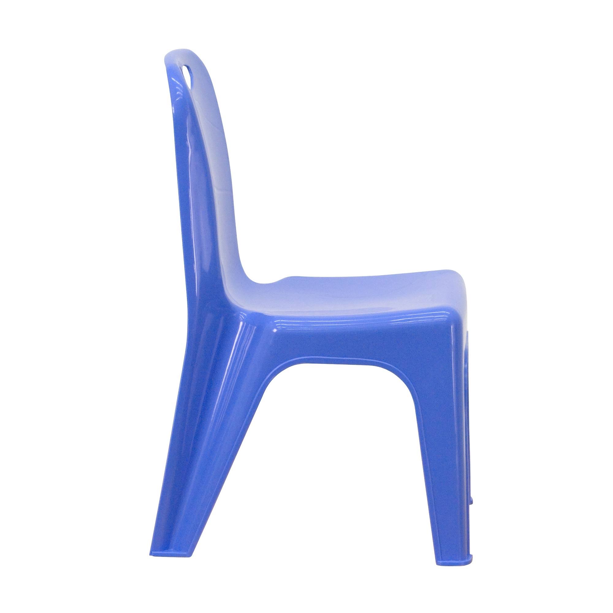 Flash Furniture 4 Pack Blue Plastic Stackable School Chair with Carrying Handle and 11