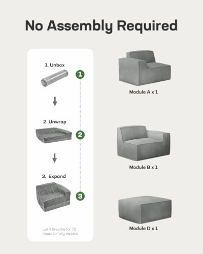 Marsail 142" Oversized Deep U Shaped Modular Sofa, Corduroy Cloud Couches with Deep Seats and High-Back Design