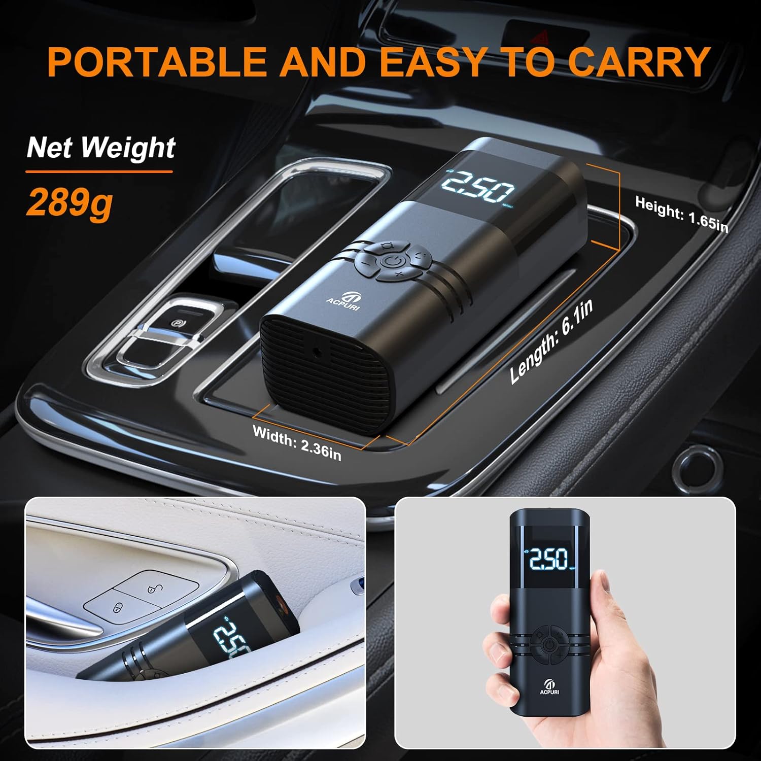 Portable Air Compressor Tire Inflator: 12V DC Auto Tire Pump Car Tire Inflator with Digital Pressure Gauge, Fast Inflation