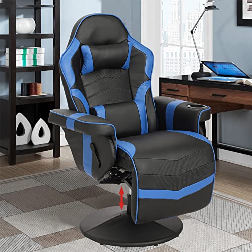 Massage Video Gaming Recliner Chair - Ergonomic Backrest & Seat Height Adjustment Swivel Recliner