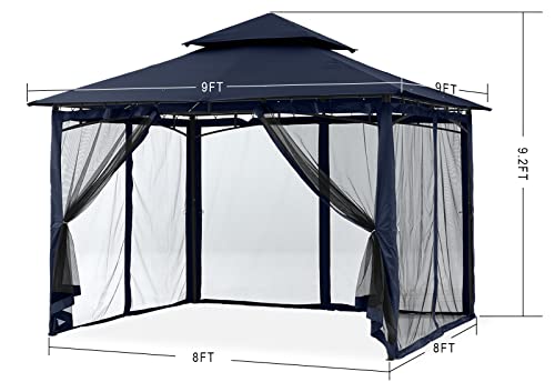 MASTERCANOPY Outdoor Garden Gazebo for Patios with Stable Steel Frame and Netting Walls (11x11,Dark Gray)