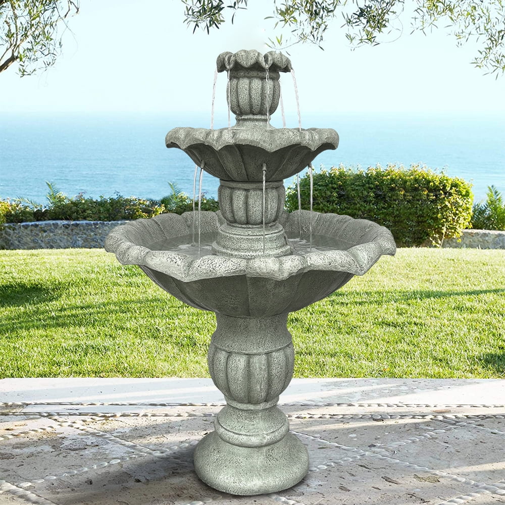 Willwolfer 35'' H 3-Tier Outdoor Water Fountain - With Submersible Electric Pump- Garden Cascading Waterfall for Yard Patio Lawn Home Decor
