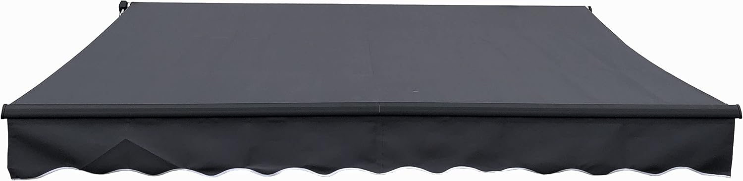 ALEKO Retractable 16x10 Feet Motorized Black Frame Patio Awning - 100% Polyester Canopy, Cover, Sun Shade, Shelter for Yard, Deck, Balcony